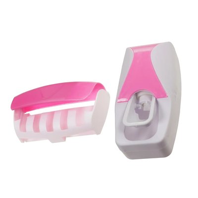 Дозатор Supretto для зубної пасти з тримачем для щіток, рожевий (5158) 5158-1 фото