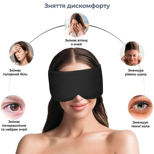 Маска для сну Supretto з гелевою охолоджувальною вставкою, чорний (90810001) 90810001 фото